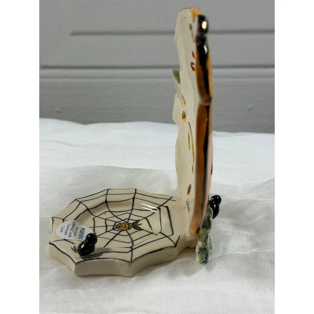 Blue Sky Clayworks Heather Goldminc Halloween Pumpkin Candle Holder HW22097